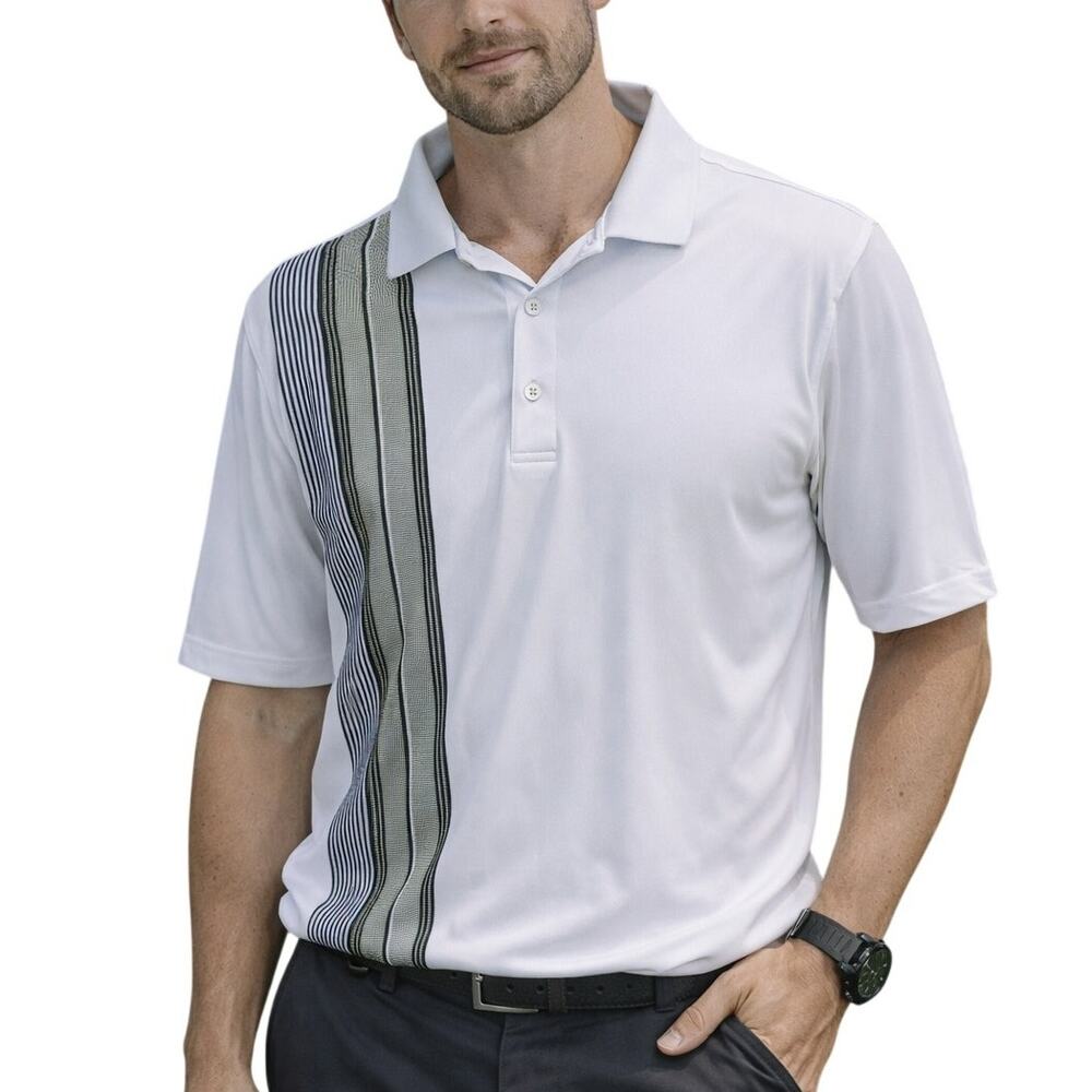Greg Norman Golf Polo Shirt Mens Large White Performance Moisture Wick Collared